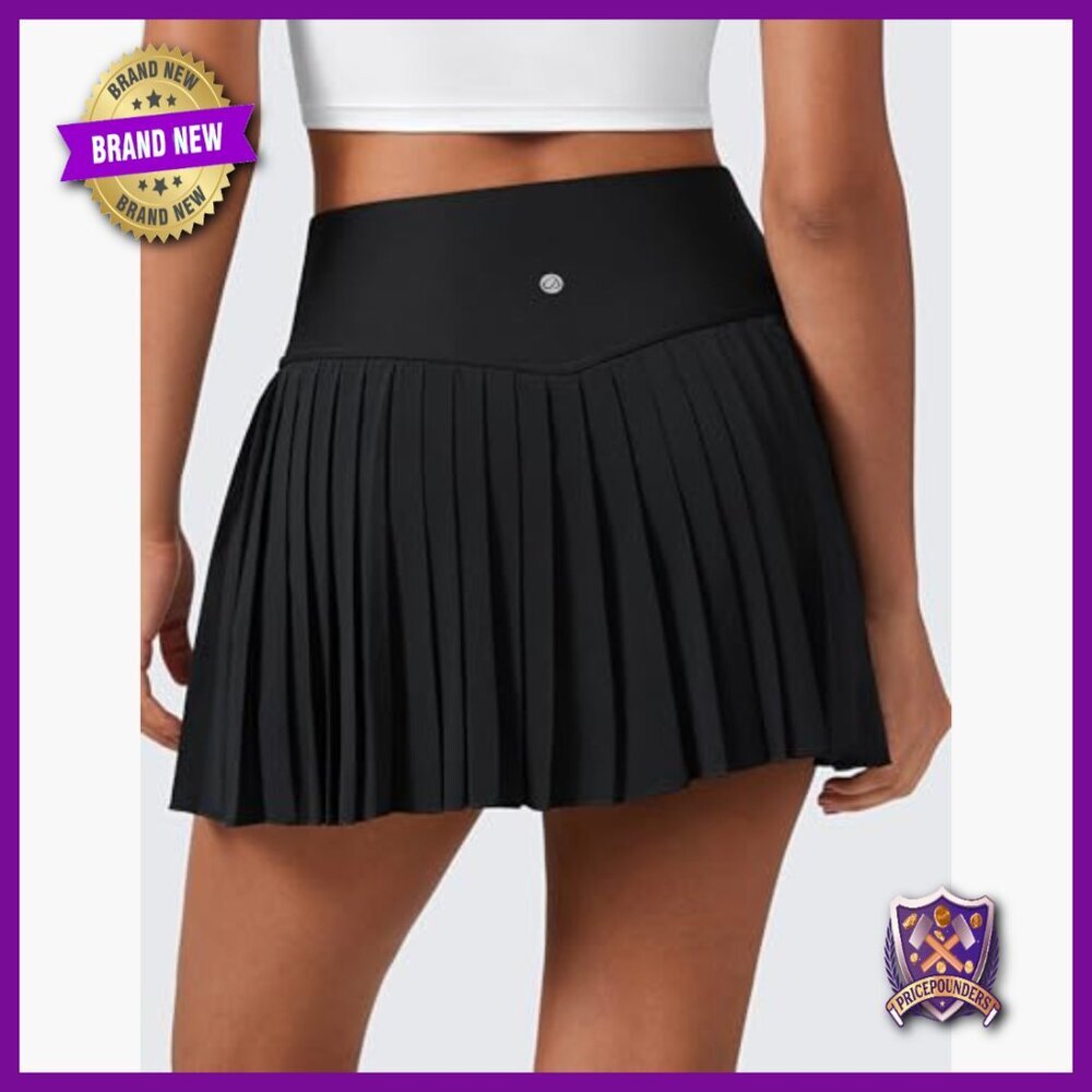 High Waisted Pleated Tennis Skort with Pockets Tummy Control Active Wear - Picture 2 of 6